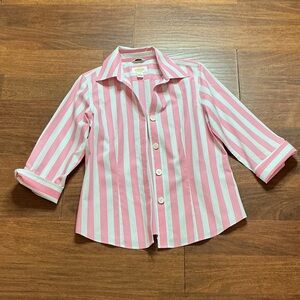 Talbots Kids Pink and White Striped Button Down Shirt